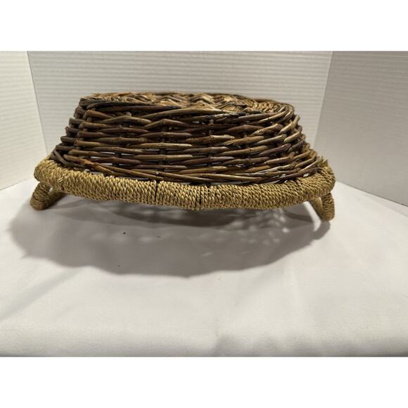 Woven Wicker Rattan Egg Gathering Basket Woven Rope Handle & Edge, Farmhouse - Picture 6 of 9